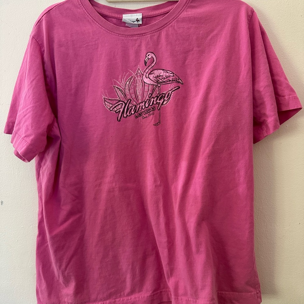 Vintage Retro Flamingo Las Vegas Since 1946 Pink Cotton  T Shirt  Adult XL
